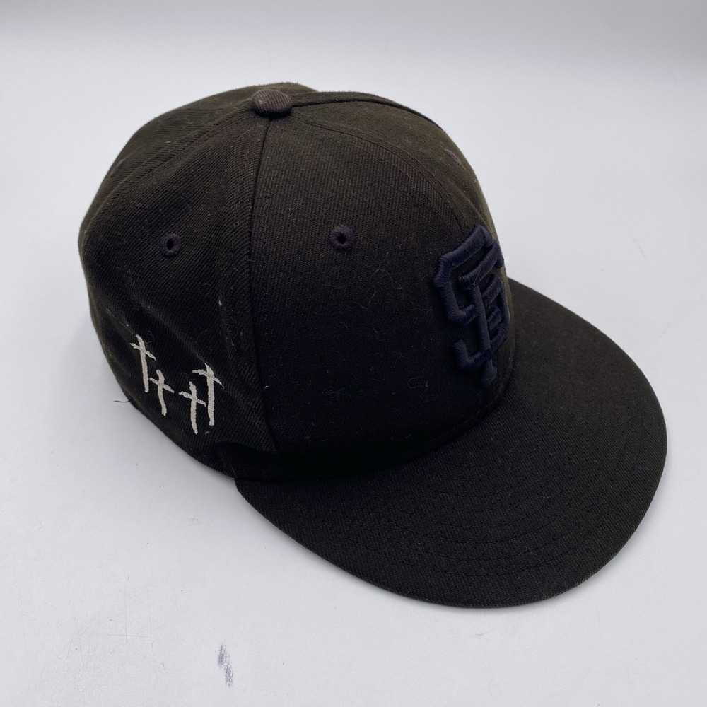 San Francisco Giants New Era 59Fifty Fitted Size 7 Black Customized Crosses Pics